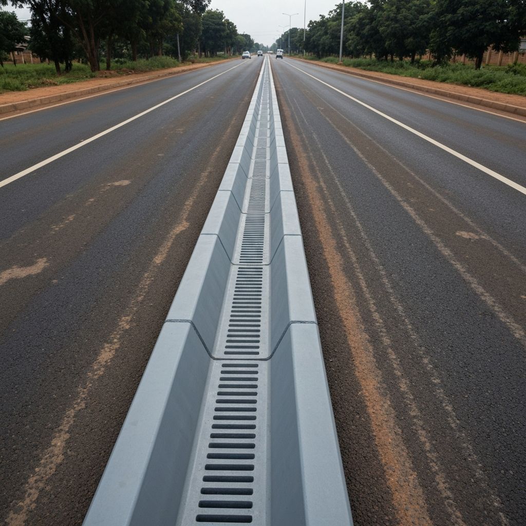 Bordure CS2 servant de séparateur de voies le long d'une route