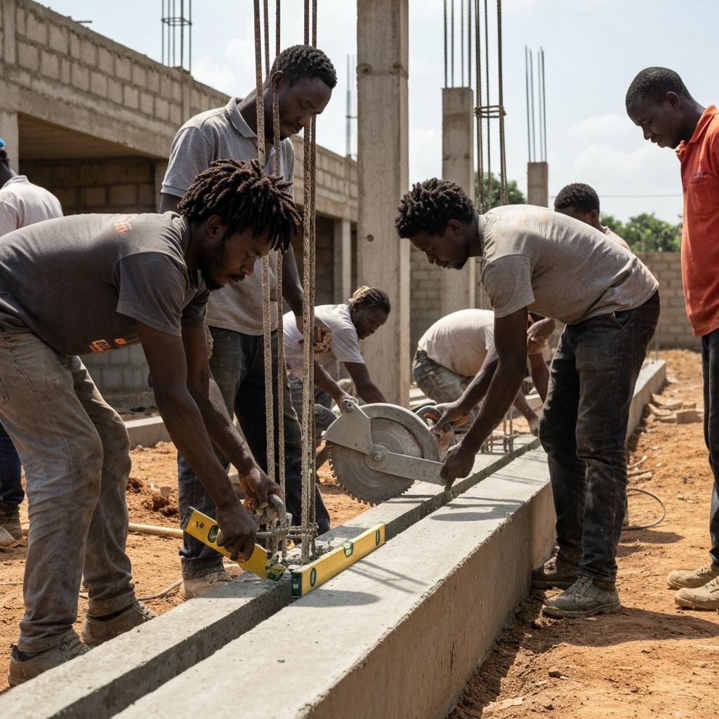 Installation professionnelle de bordures sur un chantier